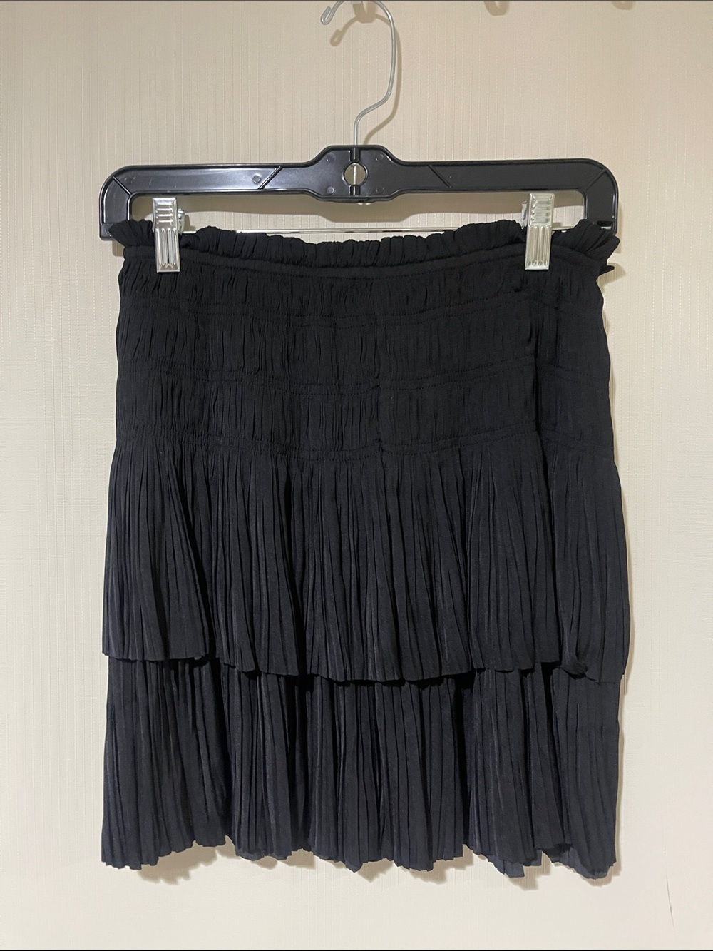 NWT Current Air Anthropologie Black Tiered Pleated Mini Skirt SZ XS